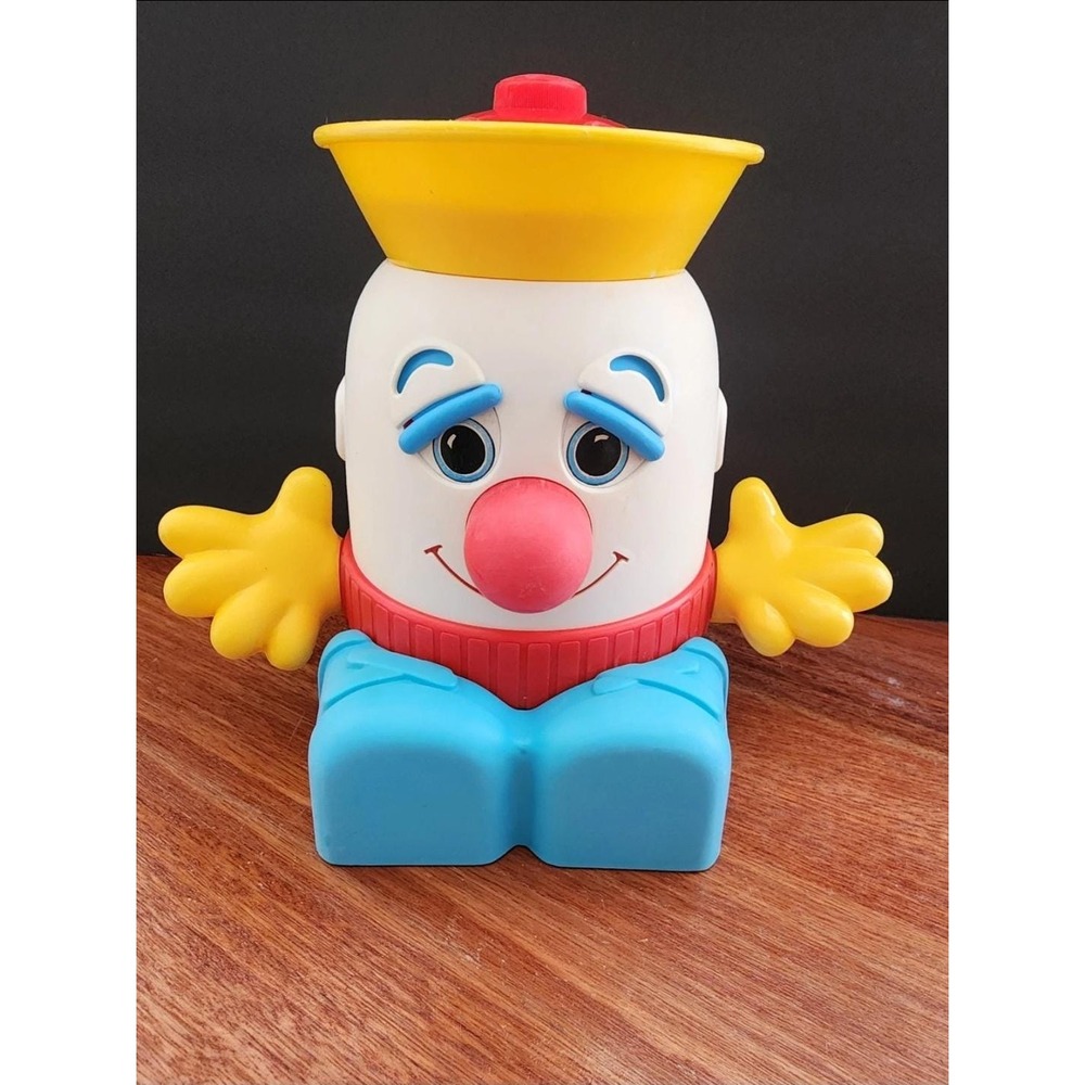 Vintage 1986 Shelcore Plastic Clown Toy Figure Red Blue Yellow 9 Inch Retro